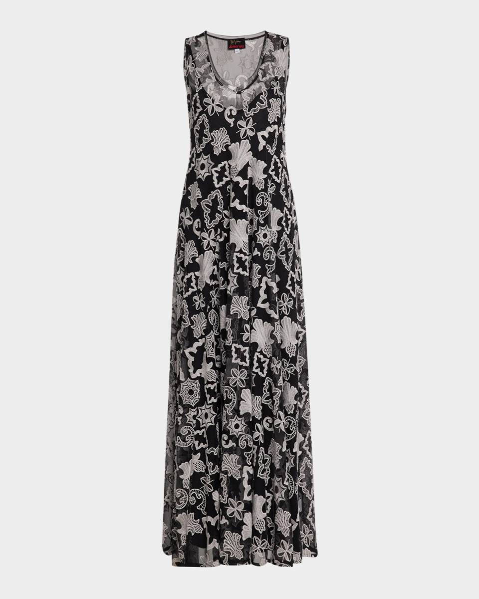 Mazzy Sleeveless Embroidered Maxi Dress